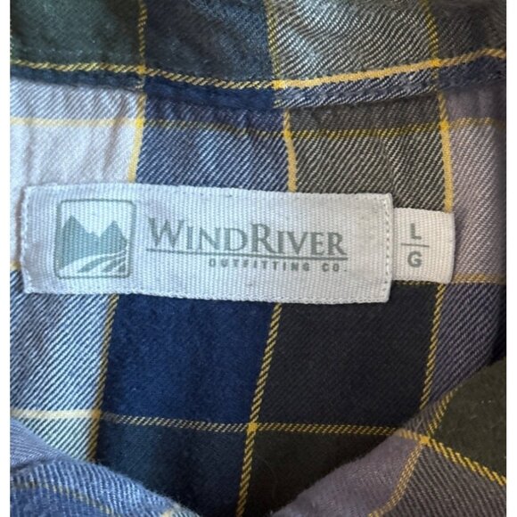 Wind River Shirt Mens Lrg Green Blue Plaid Button-Up Long Sleeve Western Pockets - Picture 3 of 4